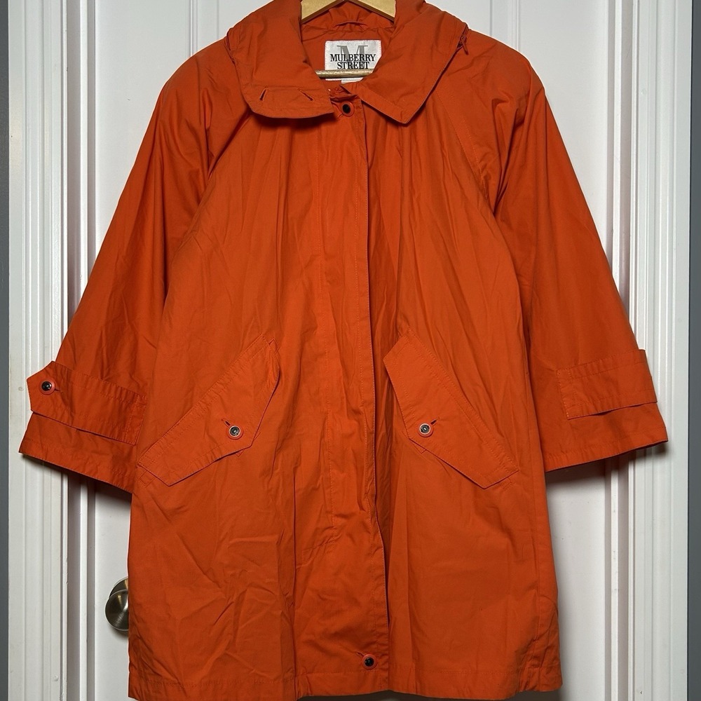Mulberry Street Vintage 90s Orange Mid Length Collared Coat